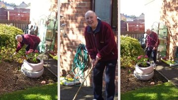 Green-fingered Resident at Stoneleigh enjoys nothing more than pottering in the garden